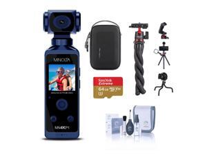 Minolta MN4KP1 4K Wi-Fi Pocket Camcorder, Blue with Essential Accessory Kit