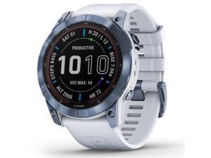 Garmin fenix 7X Sapphire Solar 51mm GPS Smartwatch, Mineral Blue DLC/Whitestone