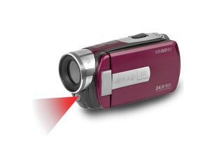 Minolta MN80NV 1080p Full HD 3" Touch Camcorder with Nightvision, Maroon/Plum