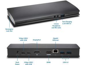 Kensington SD4500 USB-C Universal 5Gbps  Dual-4K Dock - DisplayPort and HDMI Ports - docking station - HDMI | K38230WW with free Retractable stereo headphones