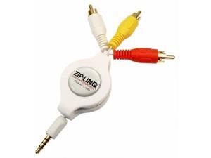 ZIP-AUDIO-IP3 Retractable iPod 3.5mm to RCA Audio/ Video Cable ZIP-AUDIO-IP3 Retractable iPod 3.5mm to RCA Audio/ Video Cable