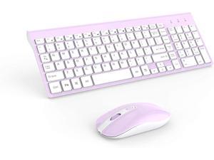 Wireless Keyboard Mouse Combo cimetech Compact Full Size Wireless Keyboard and Mouse Set 2.4G Ultra-Thin Sleek Design for Windows Computer Desktop PC Notebook - (Purple)