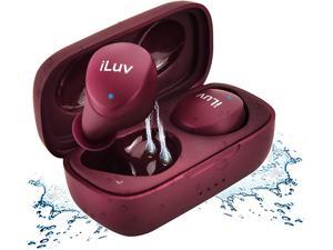 iLuv TB100 Crimson Red True Wireless Earbuds Cordless in-Ear Bluetooth 5.0 with Hands-Free Call MEMS Microphone IPX6 Waterproof Protection Long Playtime Includes Compact Charging Case & 3 Ear Tips