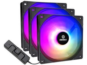 Enermax HF120 RGB PWM 120mm Case Fan, Addressable RGB Sync Via Motherboard/Control Box, 3 Fan Pack- Black; UCHF12PARGB-BP3
