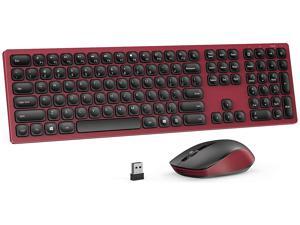 Wireless Keyboard and Mouse Combo, Seenda Ultra Quiet Full Size Rechargeable Keyboard Mouse Set with Long Battery Life 3 Adjustable DPI for Windows, Red Wireless Keyboard and Mouse Combo, Seenda Ultra Quiet Full Size Rechargeable Keyboard Mouse Set with Long Battery Life 3 Adjustable DPI for Windows, Red