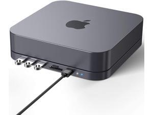 Type-C Hub with Hard Drive Enclosure, AGPTEK USB-C Docking Station & Stand for Mac Mini with SATA SSD/HDD Slot, TF/SD Card Readers USB 3.0/2.0 for Mac Mini 2018 or Above