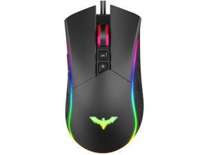 Havit RGB Gaming Mouse Wired Programmable Ergonomic USB Mice 4800 Dots Per Inch 7 Buttons & 7 Color Backlit for Laptop PC Gamer Computer Desktop