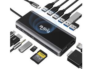 USB C Hub, 15-in-1 USB C Docking Station to HDMI, VGA, Wireless Charger, Gigabit Ethernet, 3 USB 3.0, SD/TF Card Reader, USB C to 3.5mm, USB C Dock for MacBook Pro and Type C Device (Thunderbolt 3) USB C Hub, 15-in-1 USB C Docking Station to HDMI, VGA, Wireless Charger, Gigabit Ethernet, 3 USB 3.0, SD/TF Card Reader, USB C to 3.5mm, USB C Dock for MacBook Pro and Type C Device (Thunderbolt 3)