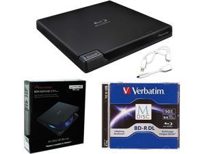 Pioneer BDR-XD07UHD Portable 6X Ultra HD 4K Blu-ray Burner External Drive Bundle with Cyberlink Software Download Installation Code, 50GB M-DISC BD-R DL and USB Cable - Burns CD DVD BD DL BDXL Discs