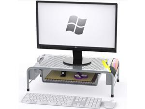 SimpleHouseware Metal Desk Monitor Stand Riser with Organizer Drawer, Silver SimpleHouseware Metal Desk Monitor Stand Riser with Organizer Drawer, Silver