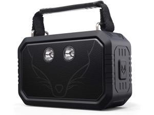DOSS Traveler Wireless Portable Bluetooth Speakers, Waterproof IPX6, 20W Stereo Sound and Bold Bass, 12H Playtime, 5 Light Modes for Outdoor-Black