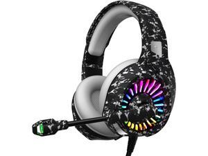 ZIUMIER Camo Gaming Headset for PS4 PS5 Xbox One PC Laptop Mac Nintendo 35MM Wired Gaming Headphones with Microphone Bass Surround LED Light Camouflage