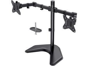 Dual Monitor Stand, Free Standing Height Adjustable Two Arm Monitor Mount for Two 13 to 32 inch Flat Curved LCD Screens with Swivel and Tilt, 17.6lbs per Arm by Huanuo Dual Monitor Stand, Free Standing Height Adjustable Two Arm Monitor Mount for Two 13 to 32 inch Flat Curved LCD Screens with Swivel and Tilt, 17.6lbs per Arm by Huanuo