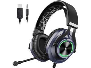 EKSA PS4 Gaming Headset Xbox One Headset with Noise Cancelling Mic & RGB Light - Gaming Headphones for PC, Laptop, Xbox One Controller (Adapter Not Included), PS4, Nintendo Switch - 3.5mm cable