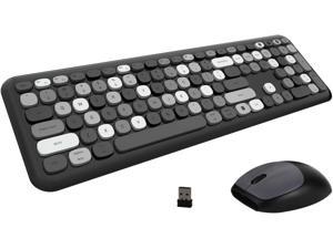 LEKVEY Slim Keyboard Mice US Layout Space Gray with Number Pad Silent Click Wireless Keyboard and Mouse Combo QWERTY Stylish Design 2.4GHz 109 Keys Full Size Wireless Keyboard Mouse Set 