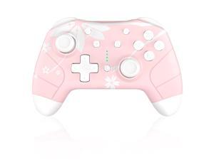 Wireless Controller for Nintendo SwitchLite Mytrix Wireless Pro Controllers with WakeUp Headphone Jack AutoFire Turbo Motion Control Adjustable Vibration and etc Sakura Cherry Blossoms Pink