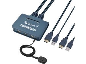JideTech HDMI KVM Switch 2 Port with Cables, Selector Switcher for 2 Computers Share One Monitor, Keyboard, Mouse and USB Peripheral Support 4k×2K@30hz Resolution