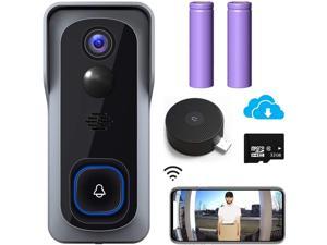 WiFi Video Doorbell Camera, Morecam Wireless Doorbell Camera with Chime, 1080P HD, Motion Detection, Night Vision, 2-Way Audio, IP65 Waterproof, No Monthly Fee(32 GB SD Card Included) & Cloud Storage