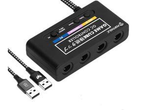 Portholic Gamecube Controller Adapter with 4 Ports Compatible with Wii U Nintendo Switch for Super Smash Bros Ultimate No Drivers Needed  Black