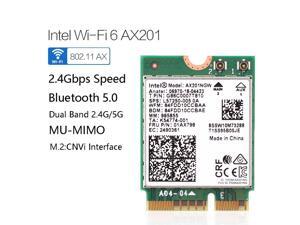 Intel Dual Band 2400Mbps Wireless Intel Wi-Fi 6 AX201 Bluetooth 5.0 NGFF Key E CNVi Wifi Card AX201NGW (CNVIO)2.4Ghz/5Ghz 802.11ac/ax,Interface:NGFF(M.2),22x30mm,just support CNVIO interface.