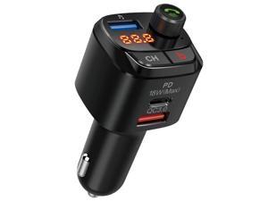 Nulaxy Bluetooth FM Transmitter for Car, USB-C PD Power Delivery 18W & QC3.0 Charging Radio Wireless Car Radio Adapter, MP3 Music Player, Bass Booster, Brings Voice Service to Your car – NX12