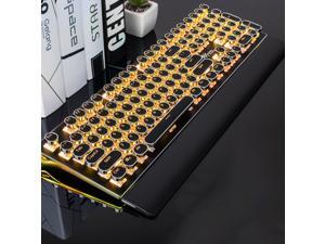 Royal Kludge RKS108 Retro Punk Version Yellow Backlit USB Wired Mechanical Gaming Keyboard, N-key Rollover Royal Kludge RKS108 Retro Punk Version Yellow Backlit USB Wired Mechanical Gaming Keyboard, N-key Rollover