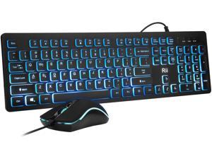 Rii RGB Backlit Business Keyboard,Gaming Keyboard and Mouse Combo,USB Wired Keyboard,RGB Optical Mouse for Gaming,Business Office