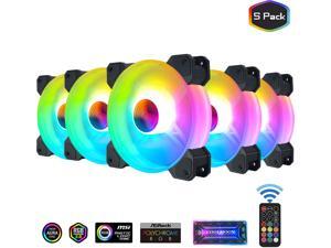 CORN 5-Pack 120mm silent RGB Fans for PC Case, RGB Case Fan with Fan Hubs, RGB 5v 3-pin Motherboard Sync,ASUS Aura,Msi,GIGABYTE Sync CORN 5-Pack 120mm silent RGB Fans for PC Case, RGB Case Fan with Fan Hubs, RGB 5v 3-pin Motherboard Sync,ASUS Aura,Msi,GIGABYTE Sync