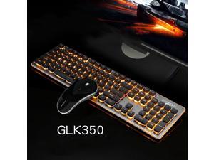 CORN GLK350 Ergonomic Design,Cool Exterior Orange Backlit Spill-resistant USB Chargeable Wireless Soudless Typing Keyboard And 1800DPI Mouse Combo For Office And Game - Black