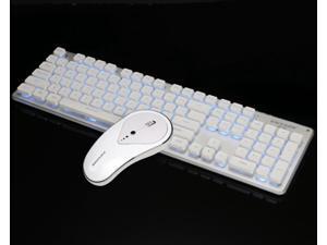 CORN GLK350 Ergonomic Design,Cool Exterior Whiteblue Backlit Spill-resistant USB Chargeable Wireless Soudless Typing Keyboard And 1800DPI Mouse Combo For Office And Game - White CORN GLK350 Ergonomic Design,Cool Exterior Whiteblue Backlit Spill-resistant USB Chargeable Wireless Soudless Typing Keyboard And 1800DPI Mouse Combo For Office And Game - White