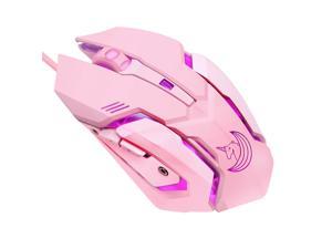 C6  Ergonomic Design,Cool Exterior 3200DPI  USB Wired Gaming Mouse-Pink Color , 4 Adjustable Breathing Lights, 6 Programmable Buttons