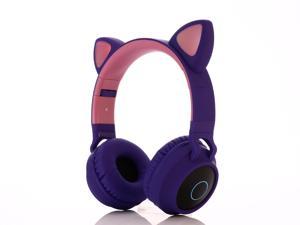 CORN New Arrival Bluetooth Wireless Smart Noise-Cancellation 7 Color LED light Mode Cat Ear Cute Shape Design Headset-Purple