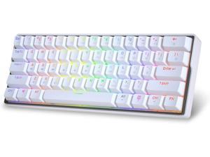 KEMOVE Snowfox Bluetooth 5.1 Wireless/Wired 60% Mechanical Keyboard - RGB Backlit 61 Keys Keyboard - Hot Swappable, PBT Keycap, Full Keys Programmable - White (Gateron Mechanical Switch)