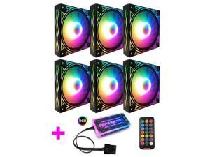 CORN RGB LED Case Fans Kit 120mm with Remote Controller Fan Hub and Extension, Quiet Edition High Airflow Adjustable Colorful PC Case CPU Computer Cooling with Coolers, Radiators System-6Pack