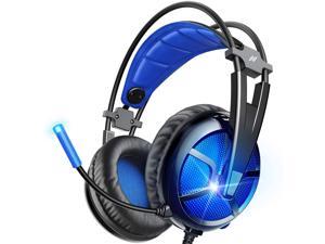 ABKONCORE B581 USB Gaming Headset with 7.1 Surround Sound - PC Headset with Noise-Cancelling Mic, On-Ear Volume & Mute Controls, LED Light - Comfort to Wear Headphone for WFH PC, Laptop