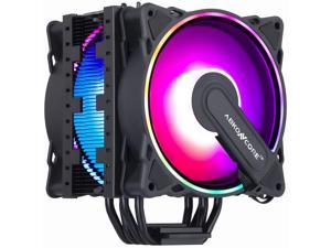 ABKONCORE CT404B Dual SYNC ARGB CPU Cooler, 4 Continuous Direct Contact Heatpipes, Dual 120mm PWM Addressable RGB Fans with SYNC 61 LED Modes for Intel LGA1151/1200, AMD AM4/Ryzen CPUs(120mm Dual)