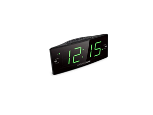 HANNLOMAX HX-112CR Alarm Clock Radio, PLL AM/FM Radio, Green LED 1.8 inches Jumbo Display, Dual Alarm, Dimmer, AC Operation only.