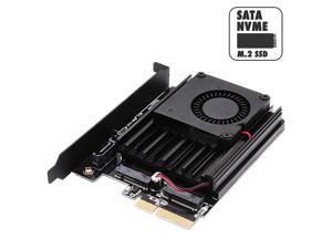 EZDIY-FAB Dual M.2 Adapter with Heatsink and Fan Cooling System, M.2 PCIe NVMe and PCIe AHCI SSD to PCIe 3.0 x4 and M.2 SATA SSD to SATA III Adapter Card EZDIY-FAB Dual M.2 Adapter with Heatsink and Fan Cooling System, M.2 PCIe NVMe and PCIe AHCI SSD to PCIe 3.0 x4 and M.2 SATA SSD to SATA III Adapter Card