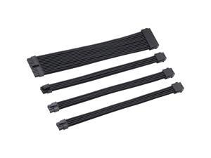 CORN Sleeved Cables PSU Extension Cable Kit, 1x24-PIN 2x8-PIN 1x(4+4)-PIN Power Supply, 30CM (Black) CORN Sleeved Cables PSU Extension Cable Kit, 1x24-PIN 2x8-PIN 1x(4+4)-PIN Power Supply, 30CM (Black)