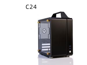 C24 Black Portable MINI Computer Case (Support ITX Motherboard/A4 Aluminum/Side-Opening Glass Side Through) C24 Black Portable MINI Computer Case (Support ITX Motherboard/A4 Aluminum/Side-Opening Glass Side Through)