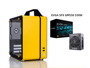 C24 Yellow Portable MINI Computer Case (Support ITX Motherboard/A4 Aluminum/Side-Opening Glass Side Through)+EVGA SFX GM550 550W C24 Yellow Portable MINI Computer Case (Support ITX Motherboard/A4 Aluminum/Side-Opening Glass Side Through)+EVGA SFX GM550 550W