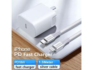 CORN iPhone 12 Charger with Foldable Plug 18W PD Fast Charger and 1.5Meter PD Silver Cable