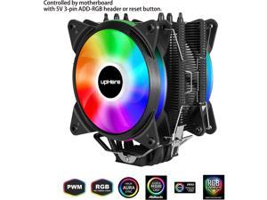 upHere 5V RGB CPU Cooler with 4 Direct Contact Heatpipes,Dual 120mm PWM Intelligent Control 5V Addressable RGB Fan Motherboard Sync,AC12RGB