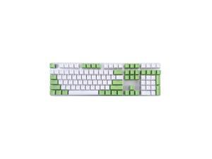Dare-u EK815 N-key Rollover 108 Keys Ergonomic Design,Cool Exterior USB Wired Blue Mechanical Gaming Keyboard  For Office And Game, Alloy Panel, Blue Backlit -Green and  White Macadamia Theme