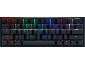 Ducky One 2 Mini, All Non-conflicting 61Keys, Cherry MX Red Mechanical RGB Backlit Gaming Keyboard, PBT Keycaps- Black (Cherry MX Red)