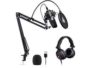 USB Microphone with Studio Headphone Set 192kHz/24 bit MAONO AU-A04H Vocal Condenser Cardioid Podcast Mic Compatible with Mac and Windows, YouTube, Gaming, Livestreaming, Voice Over