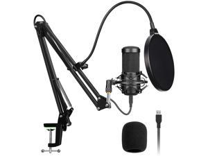 USB Condenser Microphone, Aokeo 192kHZ/24bit Professional PC Streaming Podcast Cardioid Microphone Kit with Boom Arm, Shock Mount, Pop Filter, for Recording, Gaming, YouTube,Meeting, Discord