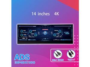 CORN Secondary Screen, AIDA64 Data Monitoring for Computer Monitoring LCD Display - 355mm x 125mm x 12 mm(14"), 3840 x 1100(4K), ADS Screen, 60Hz Refresh Rate, 100% Color Gamut