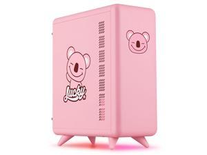 CORN Cute Lucky Koala M-ATX/iTX Pink Gaming Computer Case with Buttom RGB Strip PC Case Support 240 Liquid Cooler