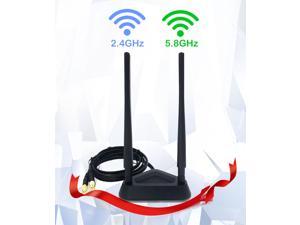 CORN 2.4GHz 5GHz Dual Band 8 dBi WiFi Antenna, Omni SMA WiFi Antenna Magnetic Base with 4 ft Extension Cable